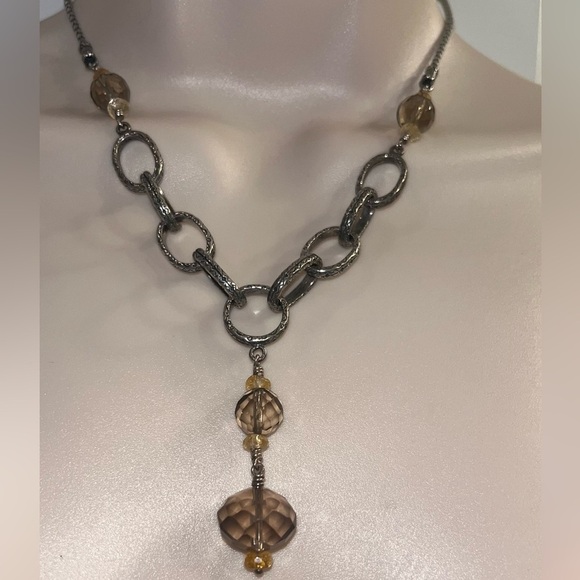 Silpada N1454 Smoky Quartz Citrine .925 Oxidized Sterling Silver Necklace - Picture 2 of 9